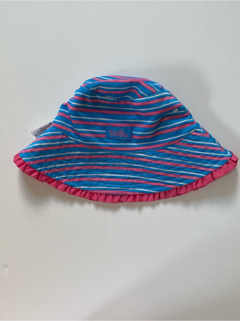 UV Skinz Hat Size 6 Reversible Bucket UV Protection Girls Pink Blue Striped EUC